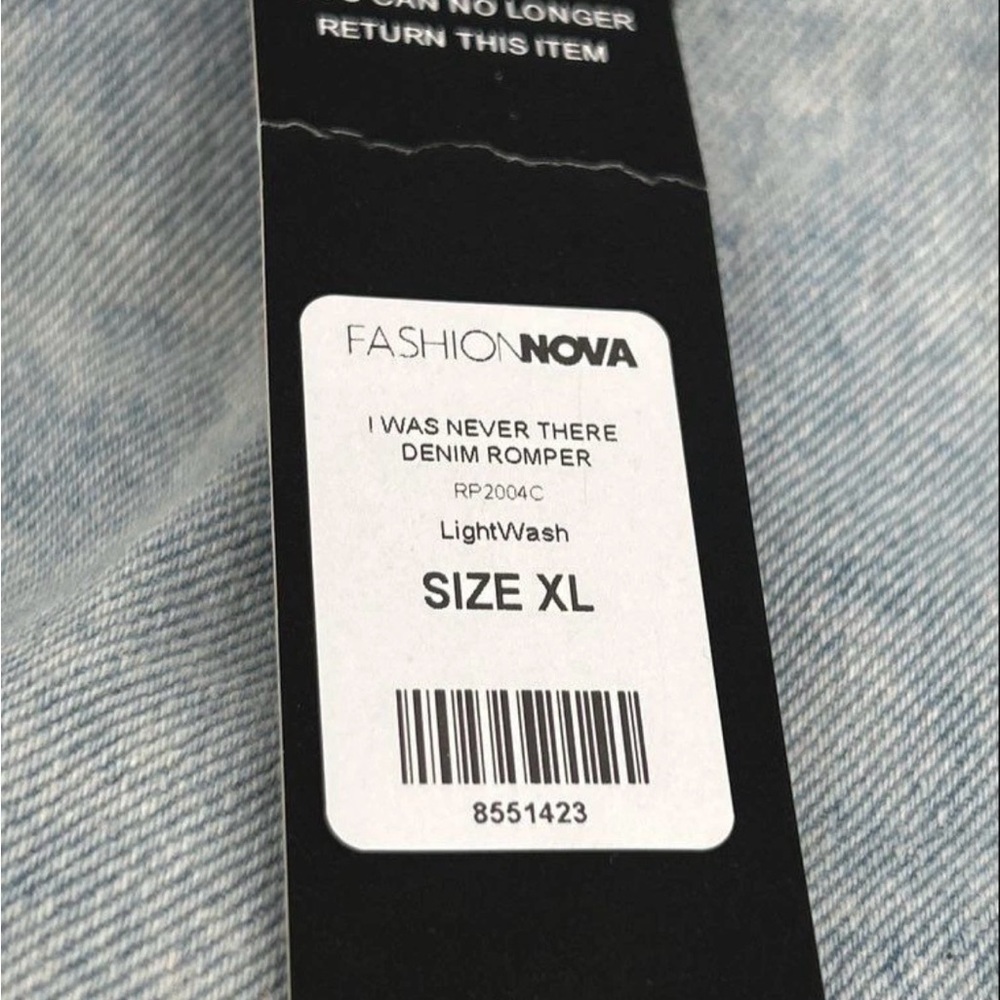 Fashion Nova Light Blue Denim Rhinestone-Trim romper - Picture 8 of 9